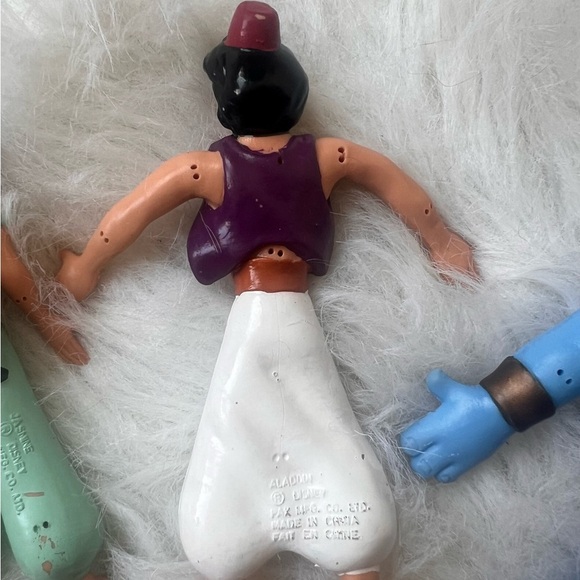 VTG Disney Aladdin + Jasmine + Genie PAX Bendable PVC Poseable Action Figures - Picture 4 of 10